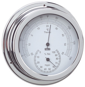 Thermometer/Hygrometer Chrome Brass 120mm