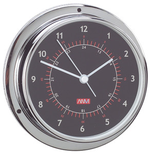 Clock Chrome Brass Black 95mm
