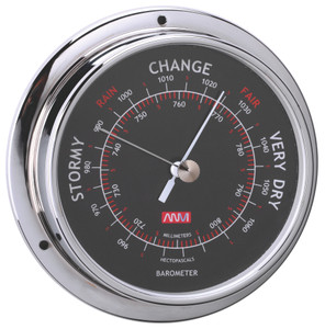 Barometer Chrome Brass Black 95mm