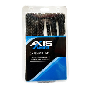 Fender Line, Black, 10mm x 2m, Pair, Double Braided Polyester