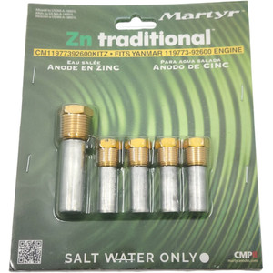 Yanmar Zinc Anode Kit - Replaces 119773-92600 - Martyr CM11977392600KITZ