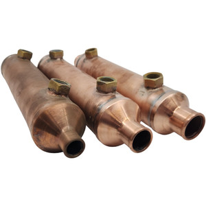 Brass 5" Marine Engine Oil Cooler - 1-1/4" Water Connection x 1/2" Oil Connection