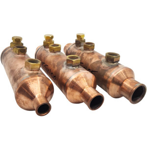 Brass 9" Marine Engine Oil Cooler with Zinc Anode - 1" Water Connection x 3/8" Oil Connection