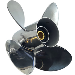 Mariner 9.9-25HP Stainless Steel 4 Blade Propeller Replacement Solas HR Titan 4 - 10" Diameter 12" Pitch