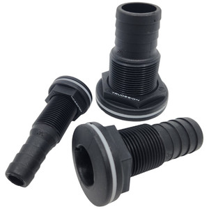 Black Marine Through-Hull Skin Fitting with Hose Tail - 1-1/2" BSP - 38mm Tail