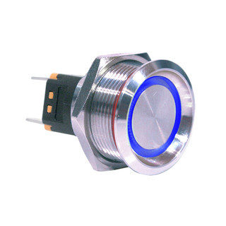 Switch On-Off LED Blue 12V Stainless Steel