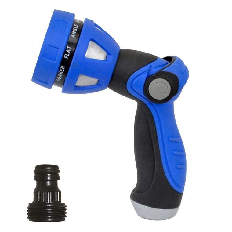 Spray Gun, Metal Body, Hosecoil, Thumb Lever & Nine Pattern Spray Head