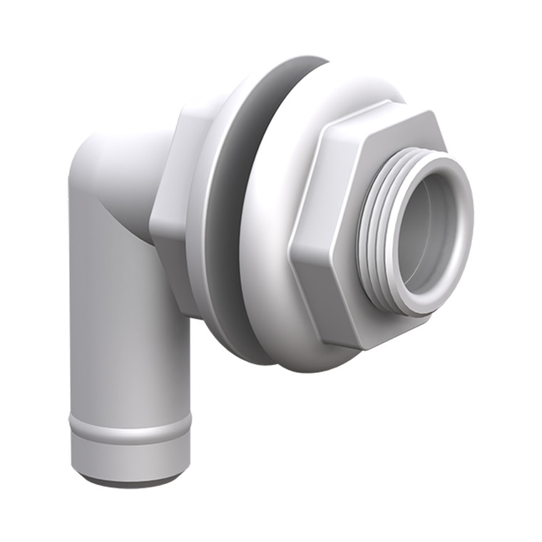 Thru Hull Barbed 3/4" Elbow White