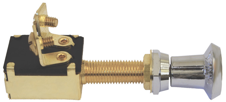 Switch - Brass Push-Pull, 2 Position, 12/24V