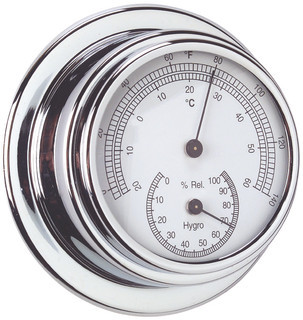 Thermometer/Hygrometer Chrome Brass 70mm