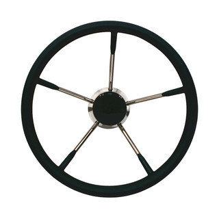 Steering Wheel 13.8 Stainless Steel with Black Soft Grip
