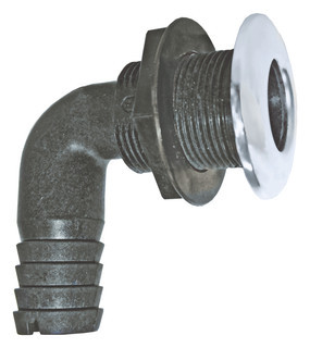 Skin Fitting, Plastic with Stainless Steel Cap, 90 Degree, 38mm