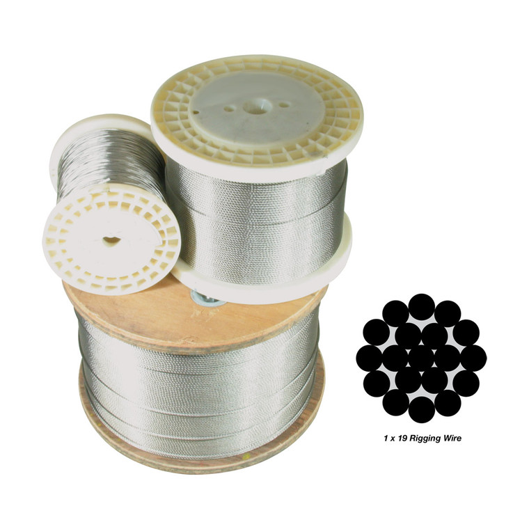 BLA 1x19 316 Stainless Steel Wire Rope - 5/32" - 305m Roll - 167135