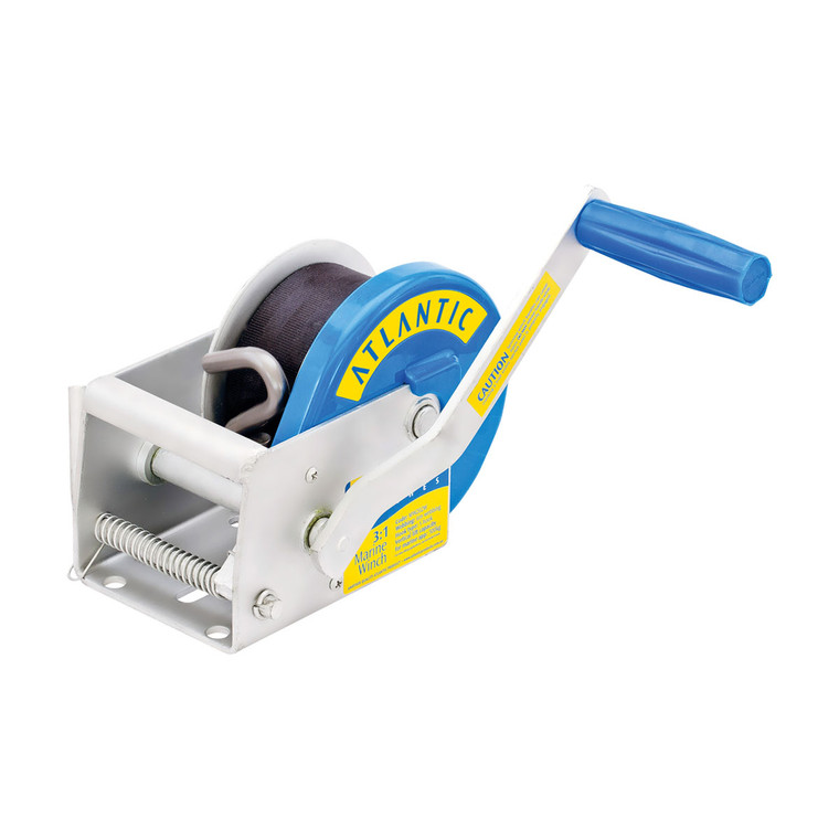 Atlantic Manual Trailer Winch - 3:1 - 500kg - 6m x 4mm Galvanised Cable & S-Hook - 211908