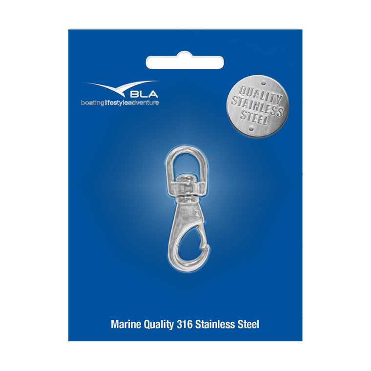 BLA 316 Stainless Steel Swivel-Eye Snap Hook - 80mm - Retail Pack
