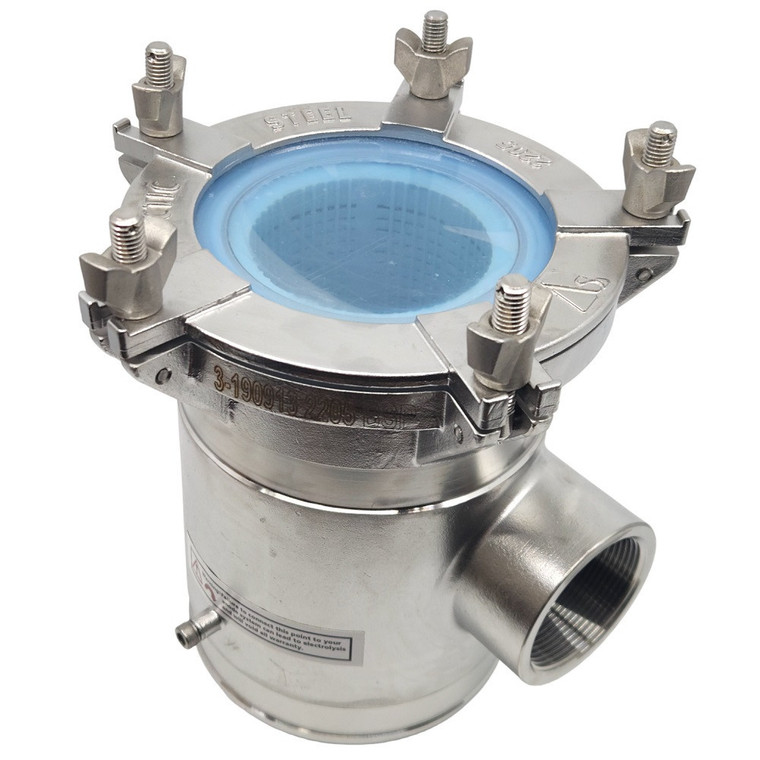 BISO Strainer with Clear Lid - 2-1/2" Female in - Female out - WS-BISO-250-C-A