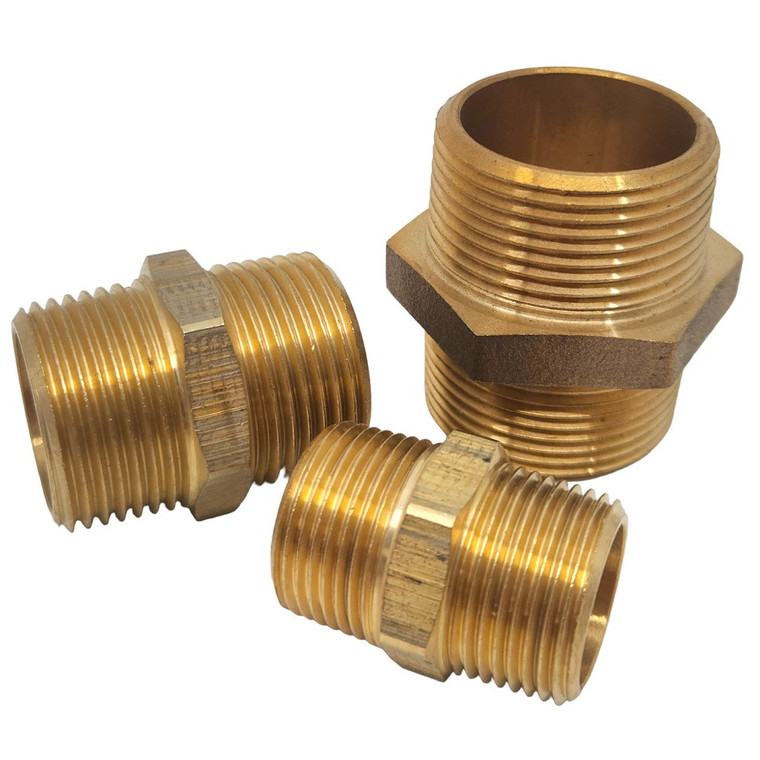 Bronze Hex Nipple - 1-1/4"
