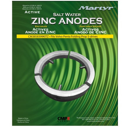 Volvo Penta 3 Piece Folding Prop Anode Kit Zinc - CM3858399
