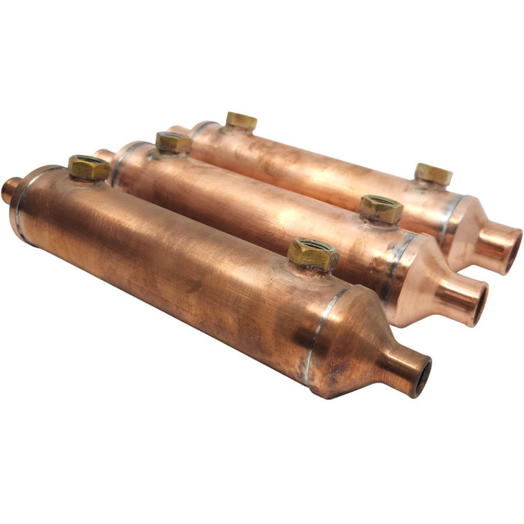 Brass 9" Marine Engine Oil Cooler - 1-1/2" Water Connection x 1/2" Oil Connection