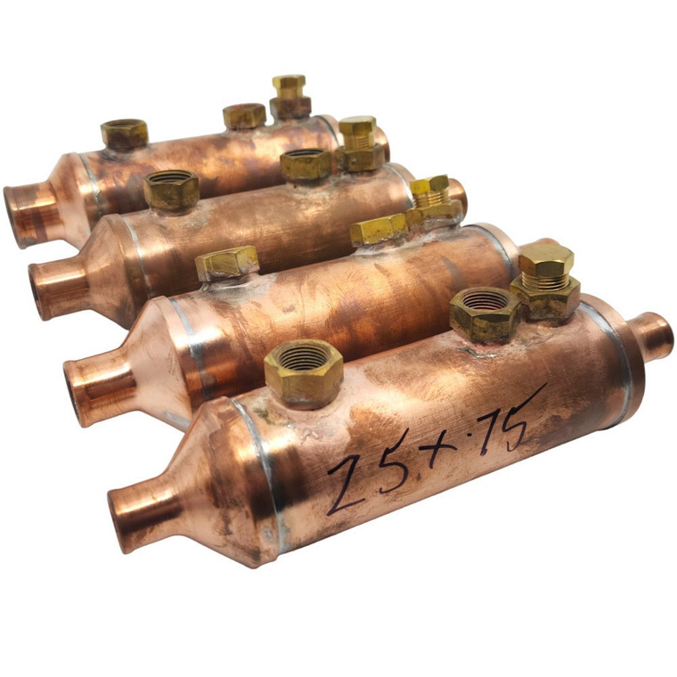 Brass 12" Marine Engine Oil Cooler with Zinc Anode - 3/4" Water Connection x 3/8" Oil Connection