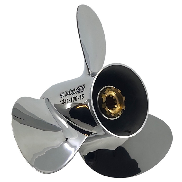 Mariner 6-15HP Stainless Steel Propeller Replacement Solas Saturn - 9-1/4" Diameter 9" Pitch