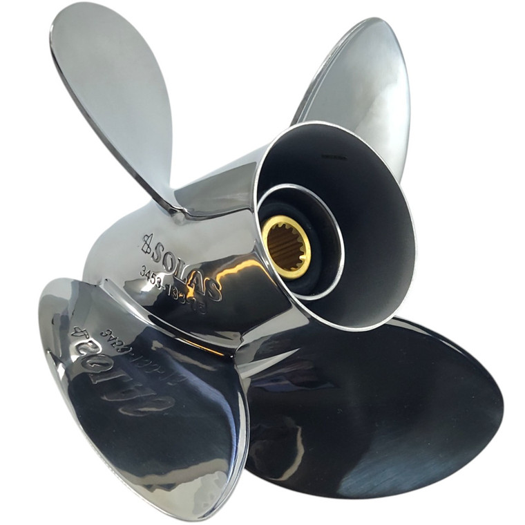 Johnson 25-30HP Stainless Steel 4 Blade Propeller Replacement Solas HR Titan 4 - 10" Diameter 11" Pitch