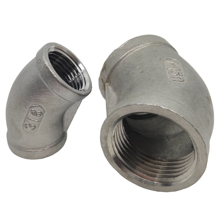 Stainless Steel Female/Female 45 Degree Threaded Elbow - 3/4"