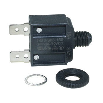 Circuit Breaker - Push to Reset - 15amp Spade Terminal