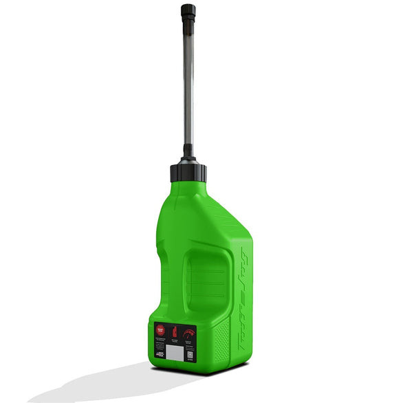 Tuff Jug Fuel Can With Black Standard Cap Auto Shut Of Spout & View Strip - Green 10L