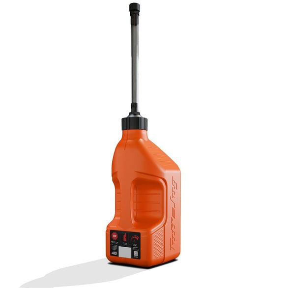 Tuff Jug Fuel Can With Black Standard Cap Auto Shut Of Spout & View Strip - Orange 10L