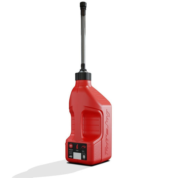 Tuff Jug Fuel Can With Black Standard Cap Auto Shut Of Spout & View Strip - Red 10L