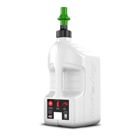Tuff Jug Fuel Can with Green Ripper Cap with View Strip - White 20L