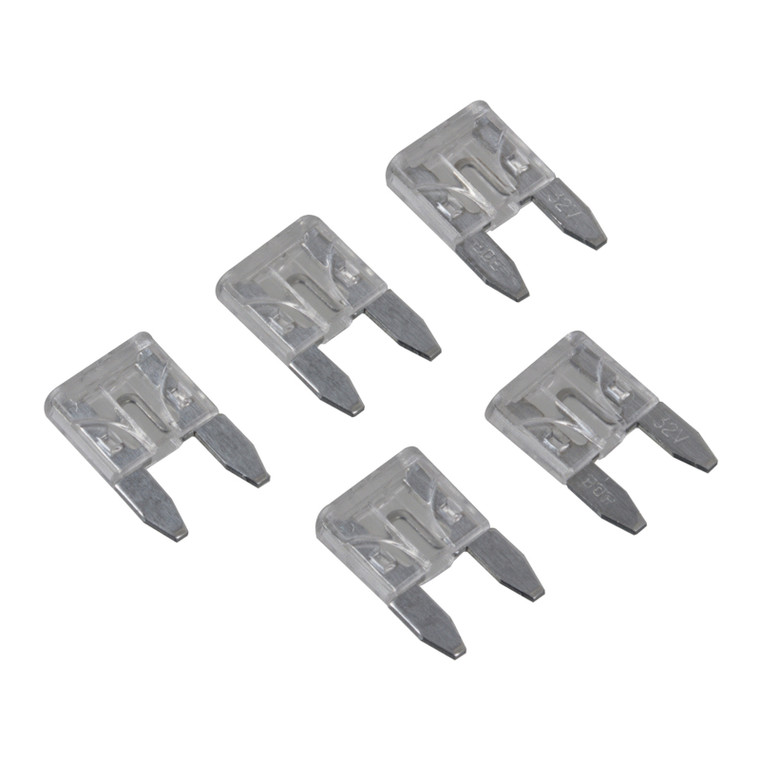 Pack of 5 Fuses - 25a Mini Blade - Clear
