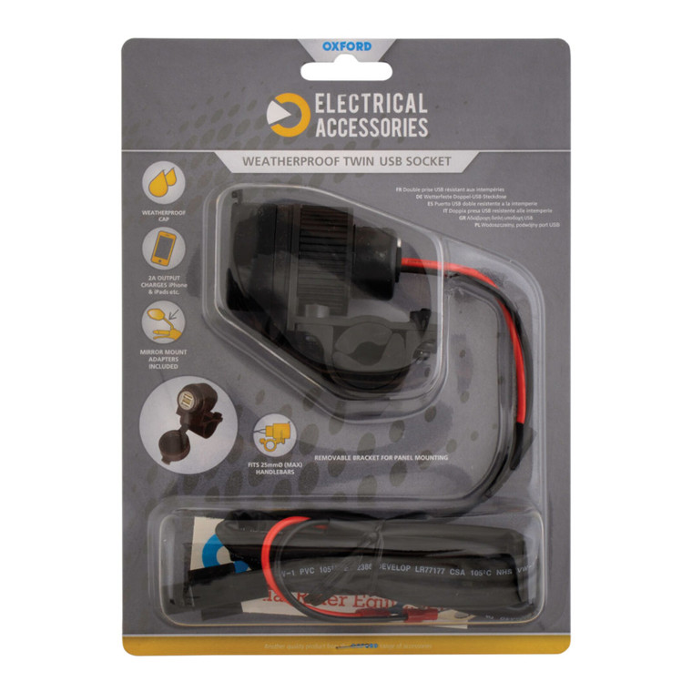 Oxford Weatherproof Dual Port USB Charger (5V 2Amp)