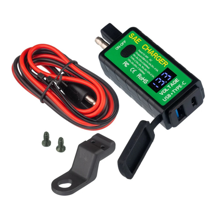 Rocky Creek SAE to USB Motoplug with Voltmeter