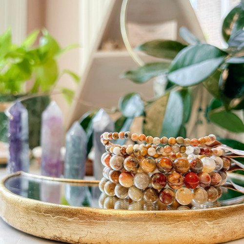 Crazy Lace Agate Bracelets - Adventure | Balance Calming | Chakra Cleansing | Compassion | Grounding Intuition | Meditation