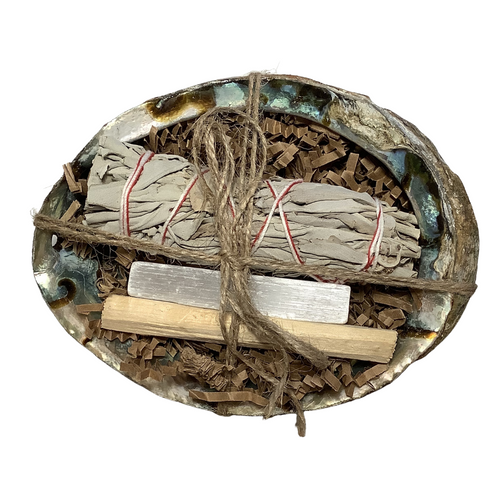Smudge Kit - Abalone Shell, Palo Santo, Selenite, White Sage 