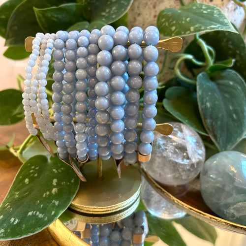 Angelite Bracelet  - Angelic Communication | Calms Overwhelming Emotions  | Serenity | Spiritual Awareness
