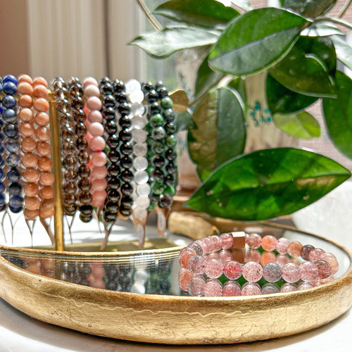 Strawberry Quartz Bracelet ~ Anxiety Relief | Clearing | Connection to All | Empathy | Joy | Love | Passion | Self-Love