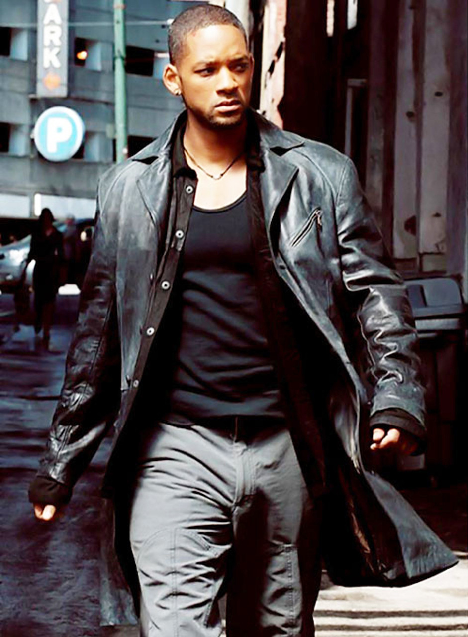 Del Spooner I Robot Will Smith Black Leather Jacket