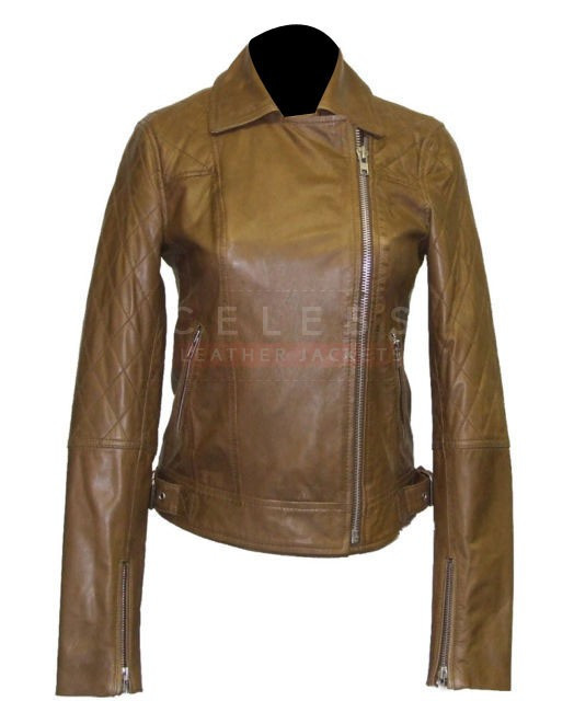Longline Quilted Brown Biker Leather 