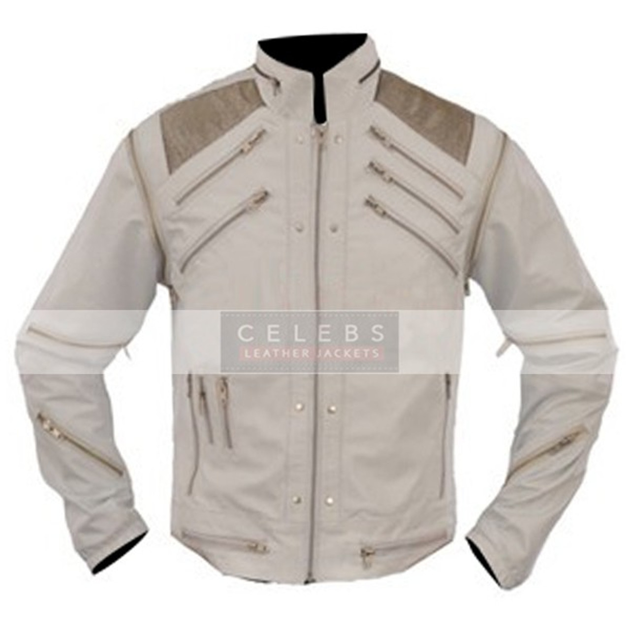 Michael Jackson Beat It Classic White Leather Jacket