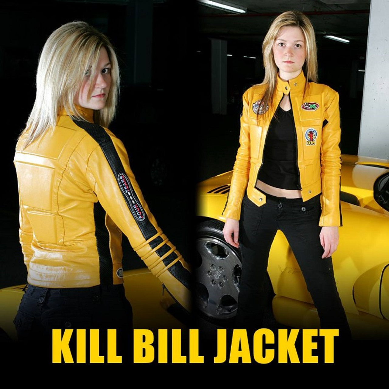 Kill Bill Uma Thurman Yellow Biker Leather Jacket