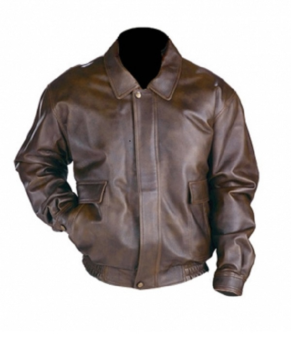 Mens Classic Distressed Bomber Leather 