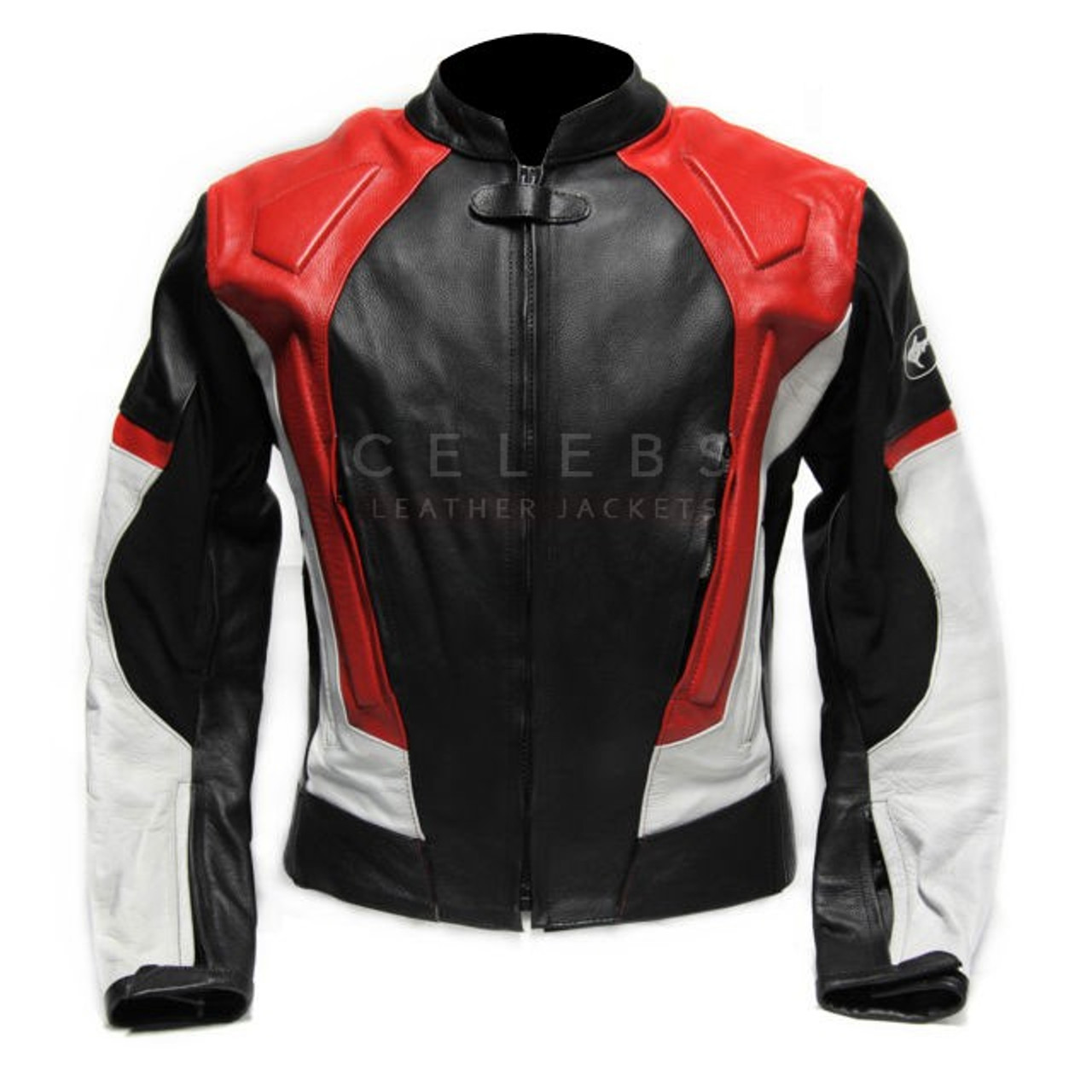 Unique Style Moto Genuine Sheep Leather Jacket in Red Design and Stylish Zip S / Black