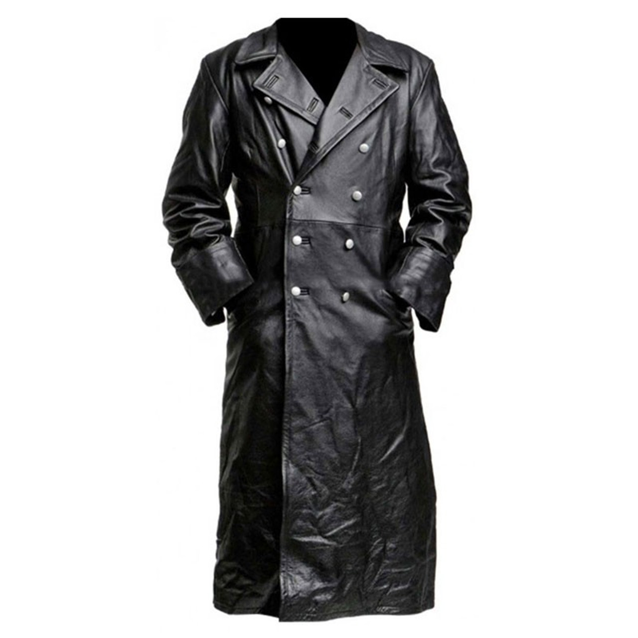 Officer Military German Classic Leather Trench Coat | CLJ