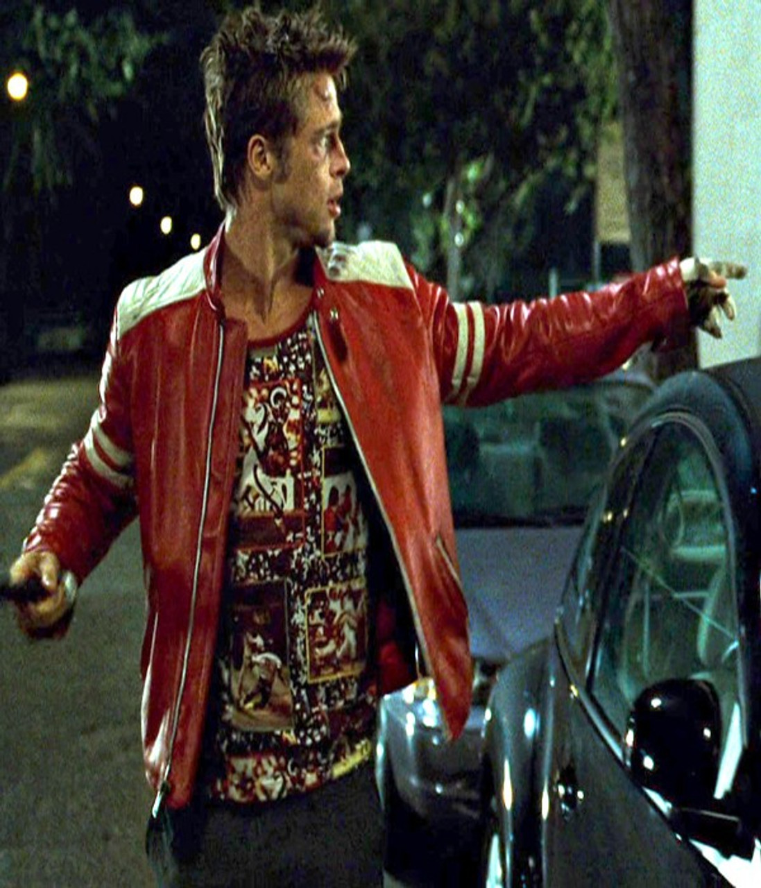 Fight Club Mayhem Red Leather Jacket