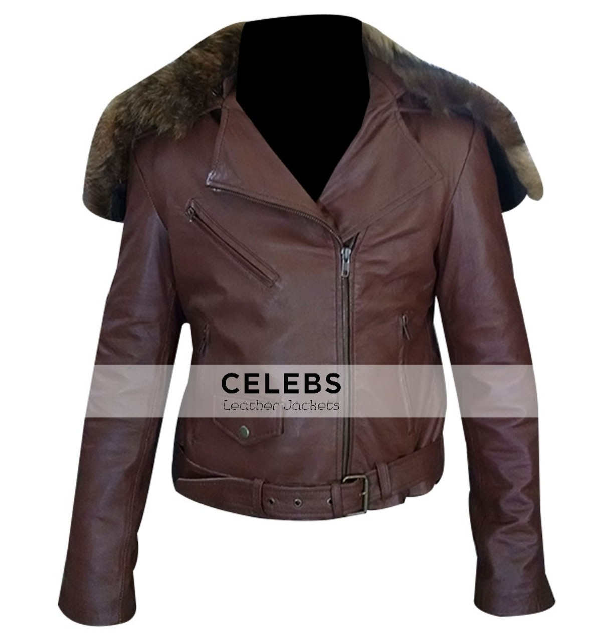 Quilted Faux Leather Jacket - Dark brown - Ladies