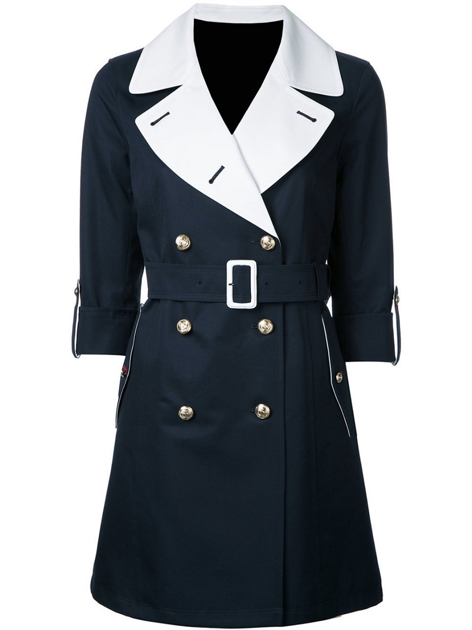 Women Elegant Navy Blue Trench Coat