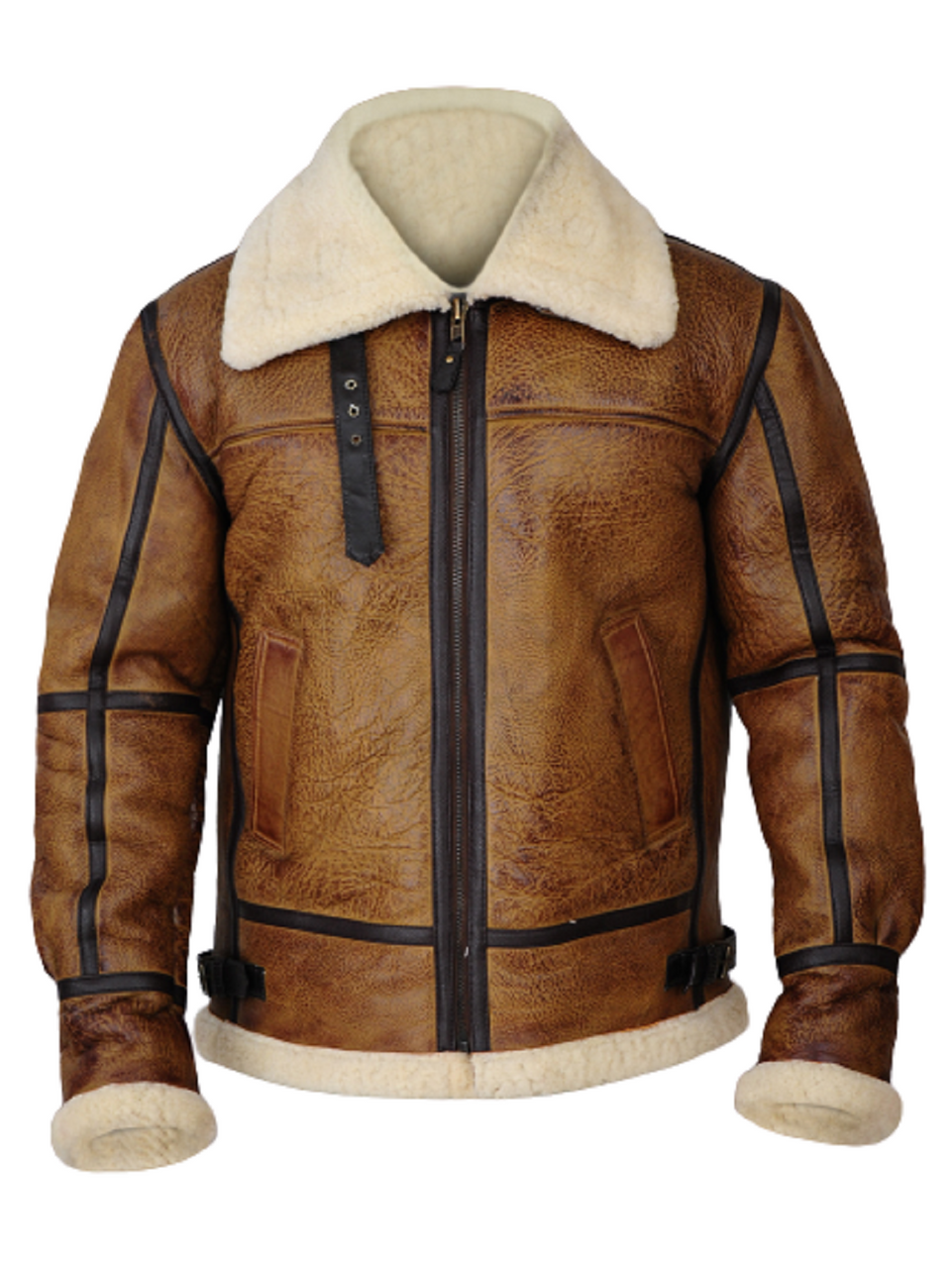 Celebrity Style Pure Brown Leather Bomber Jacket for Men